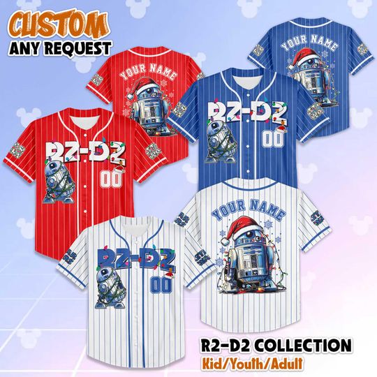 Discover Custom R2-D2 Christmas Baseball Jersey, D2 Robot Baseball Jersey, Disney Star Wars Birthday Gift, Magic Kingdom Shirt