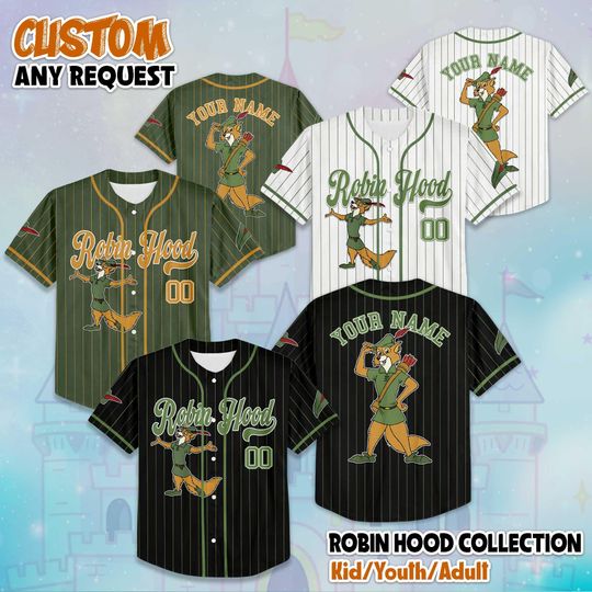 Discover Custom Robin Hood Baseball Jersey, Disney Robin Hood Baseball Jersey Sports Team, Funny Birthday Gifts For Fans, Disneyland Jersey