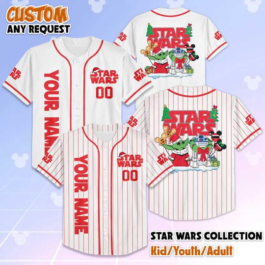 Personalized Christmas Star Wars Baseball Jersey, Custom Star Wars Baseball Team Shirt, Baseball Shirt, Star Wars Fan Gift