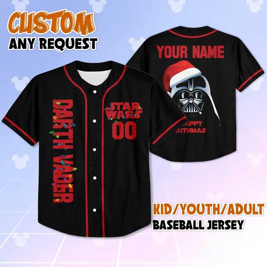 Discover Personalized Darth Vader Baseball Jersey, Custom Star Wars Baseball Tee, Disney Darth Vader Character Jersey Shirt, Gift For Fans