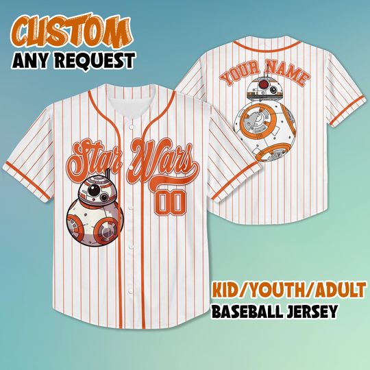 Discover Personalized Star Wars BB-8 Baseball Jersey, Star Wars BB8 Jersey Shirt, Disney Baseball Jersey Sports Cute Gifts For Fans Disney