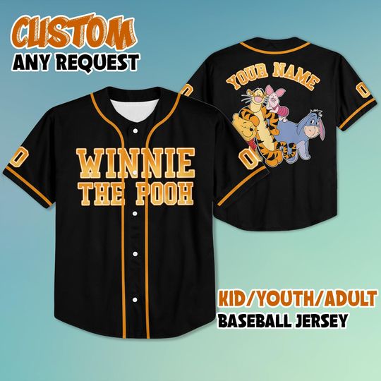 Discover Custom Winnie The Pooh Baseball Jersey, Pooh Jersey Shirt, Pooh Bear Athletic Jersey, Disney Pooh Baseball Shirt, Jersey Men Women Kid