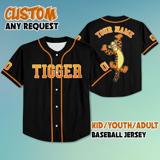 Discover Custom Tigger Baseball Jersey, Disney Winnie The Pooh Shirt, Custom Tigger Kids, Youth, Adult Jersey, Disney Family Matching Outfit