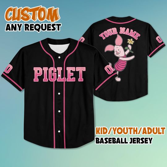 Discover Personalized Piglet Baseball Jersey, Custom Disney Winnie the Pooh Shirt, Piglet Disney Outfit, Matching Family Jersey, Disneyland Trip Gift