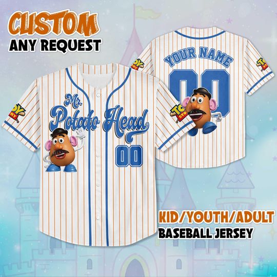 Discover Personalized Mr. Potato Head Baseball Jersey, Custom Disney Toy Story Baseball Shirt, Matching Disney Trip Outfit, Disney Birthday Gift