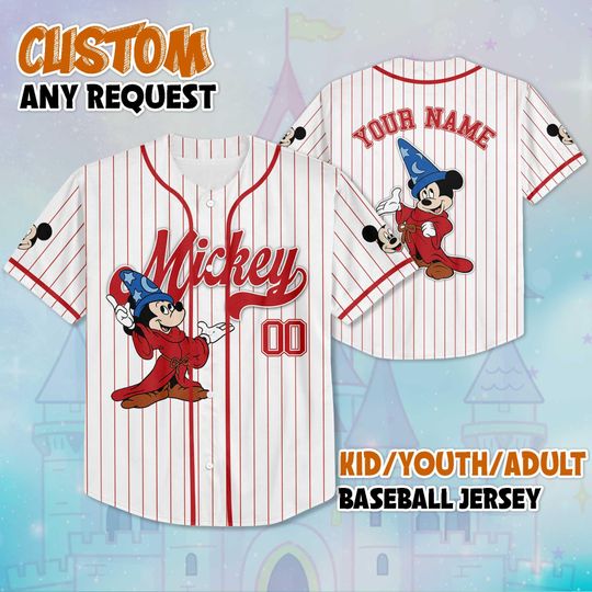 Discover Custom Disney Mickey Mouse Baseball Jersey, Personalized Mickey Jersey, Disneyland Baseball Team Outfit