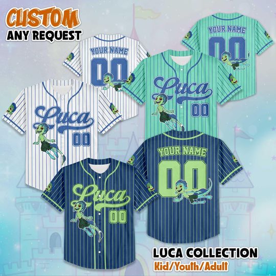 Discover Personalized Luca Baseball Jersey, Custom Disney Luca Paguro Baseball Jersey, Disneyland Baseball Team Outfit Jersey, Birthday Gift
