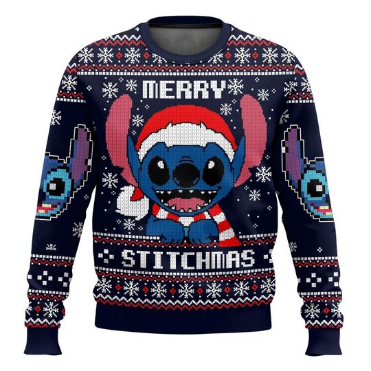 Discover 2026 Disney Men's Christmas Ugly Sweater 3D Printed Oversized Pullover New Men's Sweater Fashion New Men's Pullover Stitch Hallo