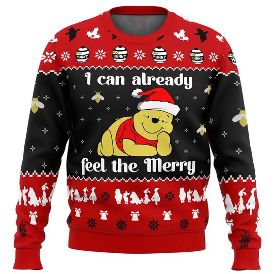 Discover 2026 Disney Men's Christmas Ugly Sweater 3D Printed Oversized Pullover New Men's Sweater Fashion New Men's Pullover Winnie the P