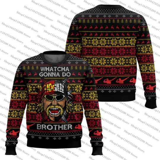 Hulk Hogan Black Red Graphic Ugly Christmas Sweater Holiday Sweatshirt Men Women Pullover Xmas Santa 2026 New Hot Sale Top