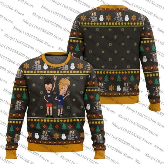 Beavis and Butthead Rock On Ugly Christmas Sweater Holiday Sweatshirt Men Women Pullover Xmas Santa 2026 New Hot Sale Top