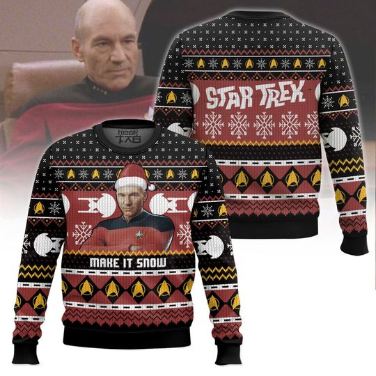 Discover Captain Picard Give Me Some Snow Ugly Christmas Sweater Funny Holiday Party Pullover Xmas Sweater for Men Women Xmas Gift 2026