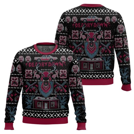 Red Threat Dead By Dawn Ugly Christmas Sweater Funny Holiday Party Pullover Warm Cozy Plus Size Sweaters for Xmas Gift 2026