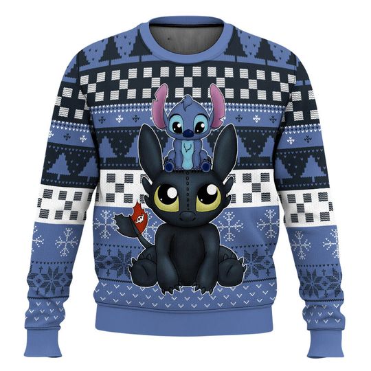 Discover 2026 Disney Men's Christmas Ugly Sweater 3D Printed Oversized Pullover New Men's Sweater Fashion New Men's Pullover Stitch Hallo