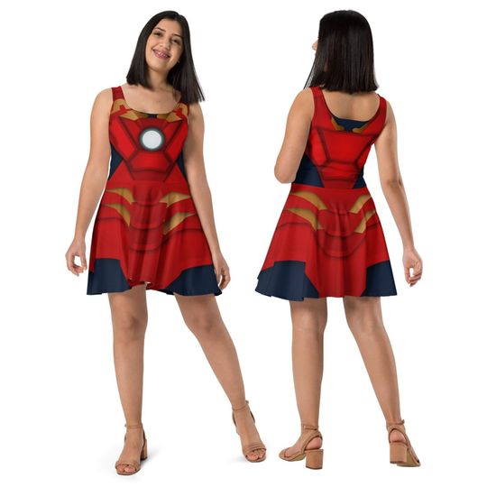 Iron Man Skater Dress, Iron Man Super Hero Running Costume, Running Dress, Cosplay Outfit
