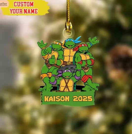 Discover Personalized Ninja Turtles Christmas Ornament, Custom Ninja Turtle Xmas Ornament