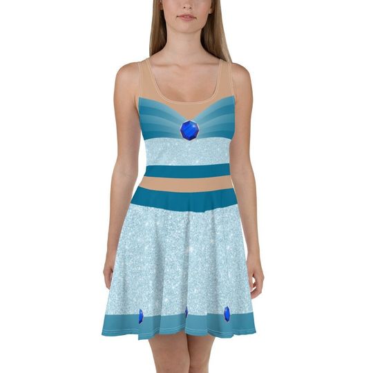 Princess Jasmine Skater Dress, Jasmine Aladdin Costume, Princess Jasmine Running Costume, Skater Dress for Girls
