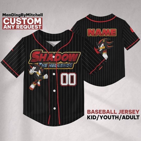 Custom Sonic Shadow The Hedgehog Badass Baseball Jersey, Personalized Sonic Jersey, Sonic Party Jersey, Sonic the Hedgehog Birthday Gift