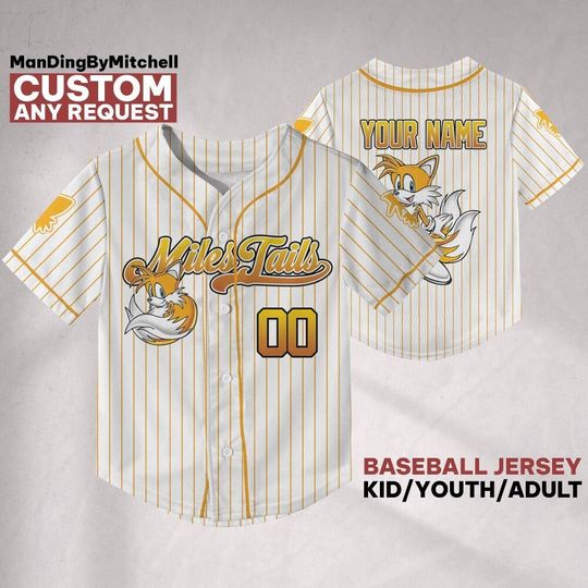Discover Custom Sonic The Hedgehog Miles Tails Baseball Jersey, Personalized Sonic Jersey, Sonic Party Jersey, Sonic the Hedgehog Birthday Gift