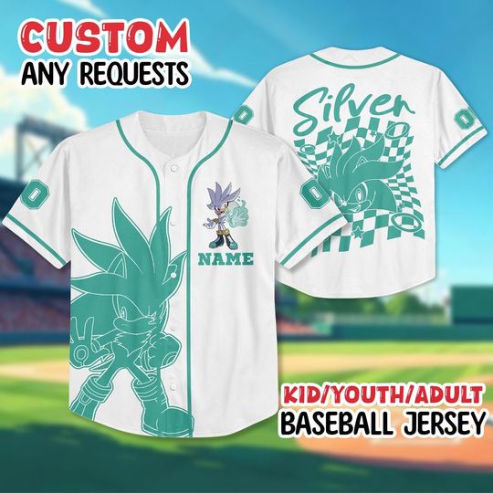 Discover Personalized Silver the Hedgehog Baseball Jersey, Sonic Cartoon Baseball Shirt, The Hedgehog Team Outfit, Sonic Team Baseball Shirt