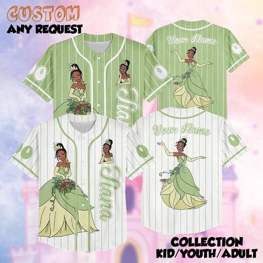 Discover Custom Disney Princess Tiana Princess and the Frog Simple, Custom Kid Youth Adult Disney Baseball Jersey Disney Characters Disney Girl Trip