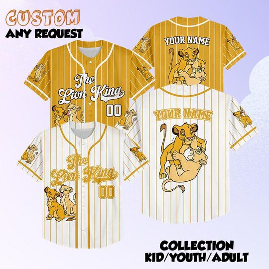 Discover Custom Name Disney Disney The Lion King Simba Mufasa Jersey, Custom Disneyland Kid Youth Adult Jersey, The Lion King Birthday Kid Jersey