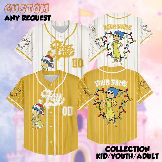 Discover Custom Joy Christmas Baseball Jersey, Custom Disney Pixar Joy Jersey Shirt, Cartoon Outfit, Disney Birthday Gift