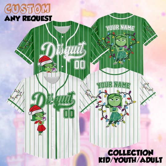 Discover Personalized Disgust Christmas Jersey, Custom Disney Inside Out Jersey, Kids Birthday Jersey, Santa Claus Christmas shirt