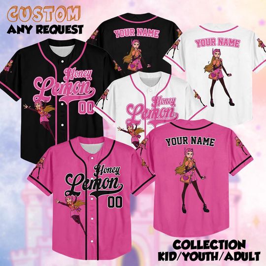 Discover Custom Honey Lemon Baseball Jersey, Personalized Big Hero 6 Shirt, Disney Hero Outfit, Matching Family Jersey, Unique Gift for Fans