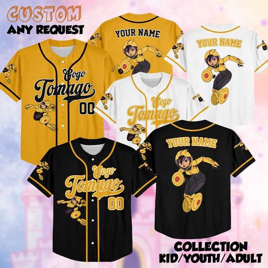 Discover Personalized GoGo Tomago Baseball Jersey, Custom Disney Big Hero 6 Baseball Shirt, Matching Disney Trip Outfit