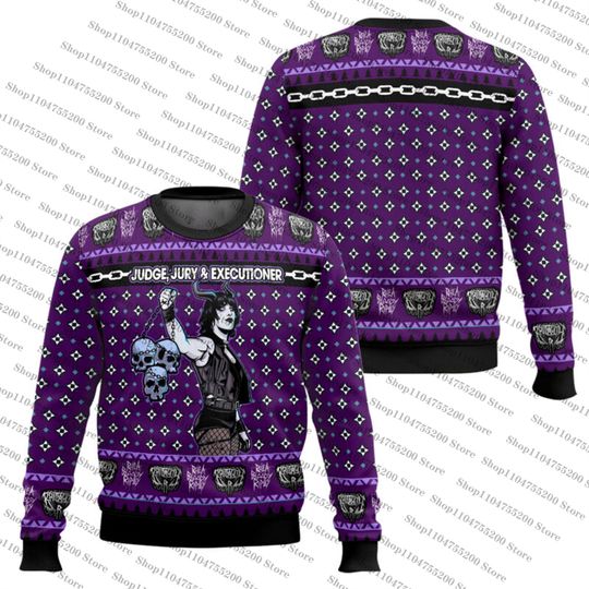 Discover Purple Judge Jury Executioner Rhea Ripley Limited Edition Ugly Christmas Sweater Wrestling Sweatshirt Family Gifts Pullover