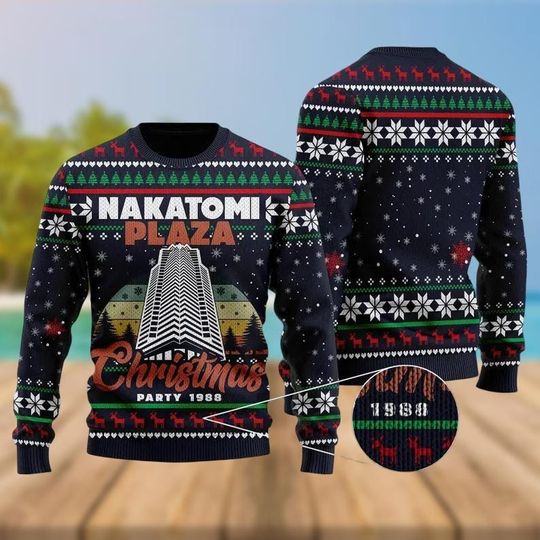 Nakatomi Plaza Ugly Christmas Sweater, 1988 Sweater, Xmas Holiday Gift, Nakatomi Plaza Xmas Gift, Holiday Gift