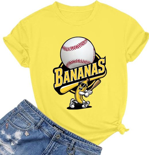 Discover Banana Baseball T-Shirt Women Baseball Mama Short Sleeve