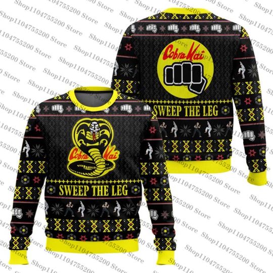 Cobra Kai Sweep The Leg Karate Kid Ugly Christmas Holiday Xmas Santa Sweater Men Women Pullover Long Sleeve Top 2026 Sweatshirt