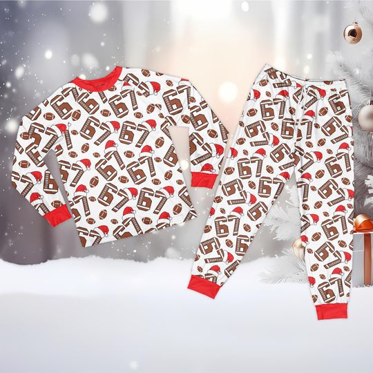 Six Seven 67 Football Christmas Pajama Set for Adults