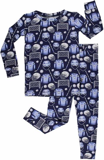 Discover Lev Baby Blue Bamboo Pajama 2-Piece Lounge Set, Sustainable Pajamas, Long Sleeve, Washable, Cute Pajama Jumper
