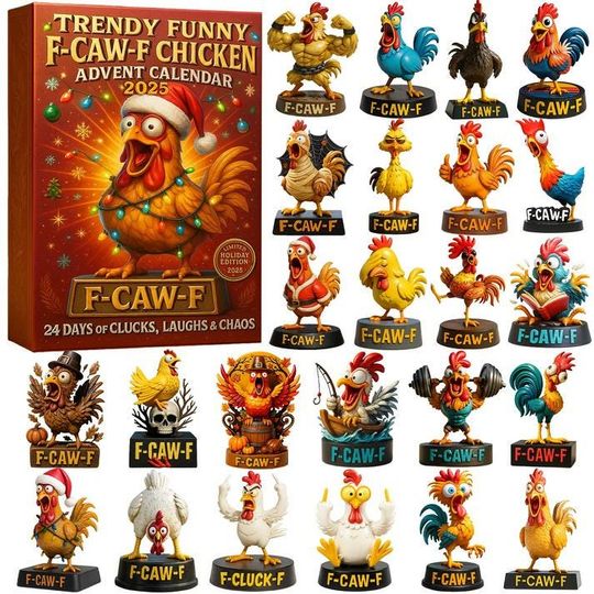 Discover Funny F-Caw-F Chicken Ornament Advent Calendar, Screaming Rooster, Chirstmas Gift, Farm Animal, Gift For Chicken Lover, Countdown Calendar
