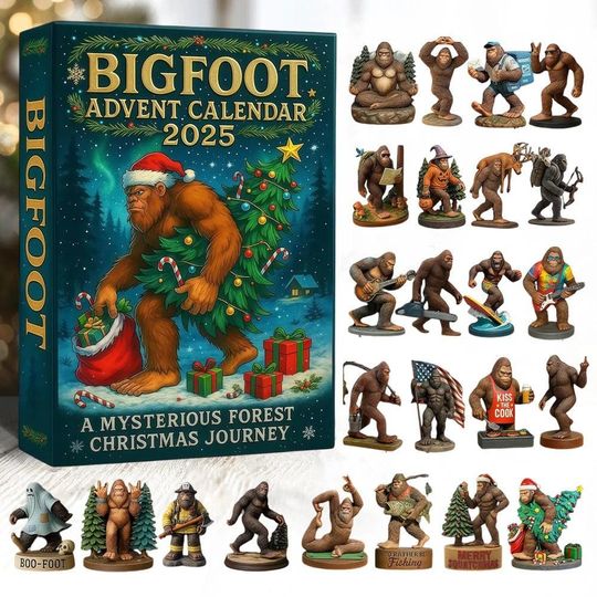 Discover Bigfoot Advent Calendar, Gift For Kid, Sasquatch Decor, Funny Christmas Gift, Wildlife Ornament, Mysterious Forest Christmas, Novelty Gift