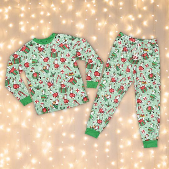 Discover Just A Jolly Goose Christmas Pajama Set, Silly Goose Holiday Sleepwear for Men Women Kids, Cozy Christmas Loungewear