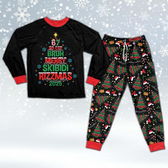 Discover Gen Z Christmas Pajamas Set with Meme and Rizz Themes