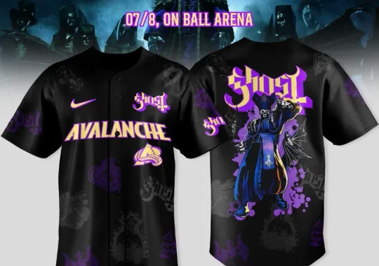 Discover Colorado Avala-nche x Gh0st Band World Tour 2025 Baseball Jersey