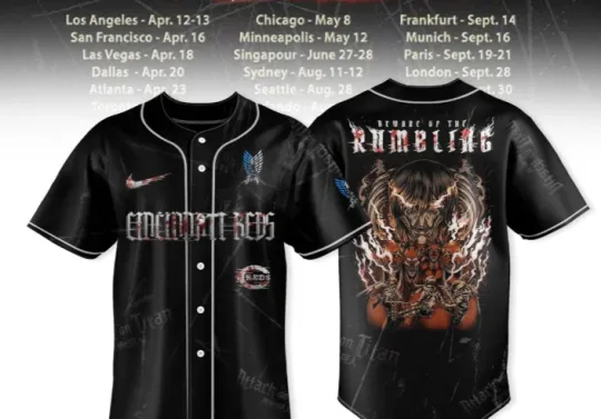 Discover Reds x Att-ack On T-itan Beyon The Walls World Tour 2025 Jersey
