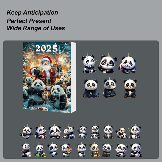 Discover Christmas Panda Advent Calendar 2025 2D Acrylic Animal Ornaments Cute Panda Pendant Countdown Calendar Christmas Party Gift