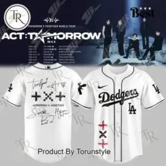 Discover L A  D0dg rs vs TXT World Tour 2025 Jersey
