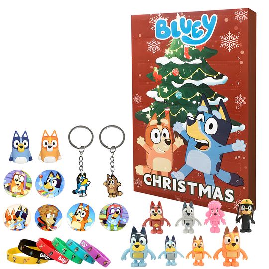 BlueyDad Bingo Advent Calendar Anime Figure Model Dolls Badge Keychain Children Holiday Christmas Countdown Calendar Blind Box Toys