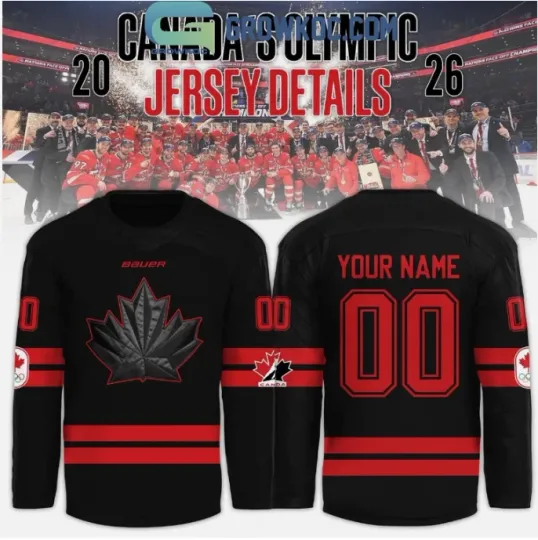 Discover Black Canada Olympic 2026 Hockey Jersey 3D Gift For Christmas