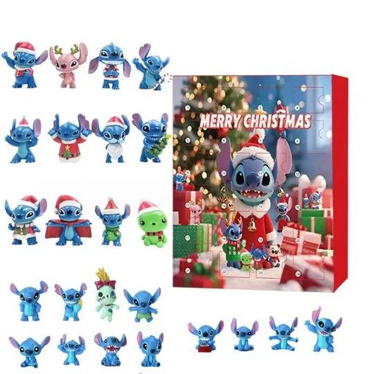 Discover Stitch 2D Advent Calendar Box Lilo Stitch Blind Box, Christmas Countdown 2D Advent Calendar Gift Box With 24pcs