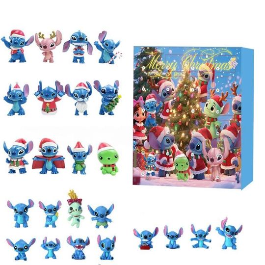 Discover Stitch 2D Advent Calendar Box Lilo Stitch Blind Box, Christmas Countdown 2D Advent Calendar Gift Box With 24pcs