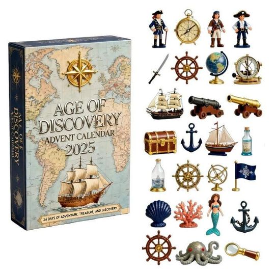 Discover Age Of Discovery Advent Calendar, Custom Destination Design, Holiday Keepsake, World Map Theme, Custom Christmas Decor, Countdown Calendar