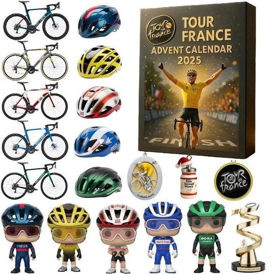Discover Grand French Bike Tour Advent Calendar, Cycling Gift Set, Acrylic ornament Bikes Helmets Figures, Racing Collectibles for Cyclist Fans